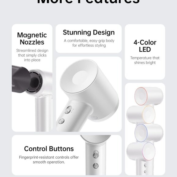 Laifen Hair Dryer, Blow Dryer with 110, 000 RPM Brushless Motor for High-Speed D - Picture 7 of 10